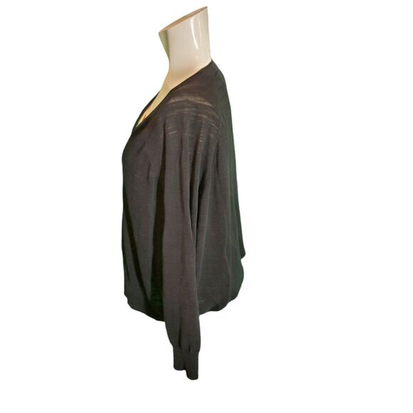 AllSaints Semi-Sheer Slub Knit Sweater V-Neck Pullover Black Sz L - Picture 3 of 6